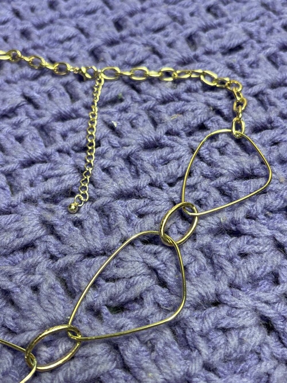 Goldtone Geometric Chain Necklace 18 - 21 inches Long - Picture 3 of 4